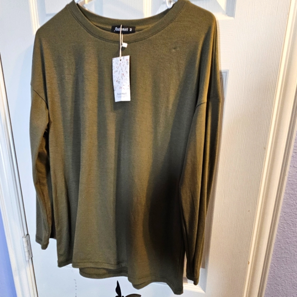 Amazon  Olive Green Long Sleeve Top